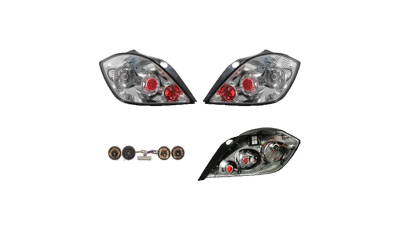 Set stopuri Spate Opel Astra H, 10.2003-04.2007, Hatchback 5 Usi, partea Stanga+Dreapta, LED; transparent, argintiu; cu locas bec; tuning; Omologare: ECE, Taiwan