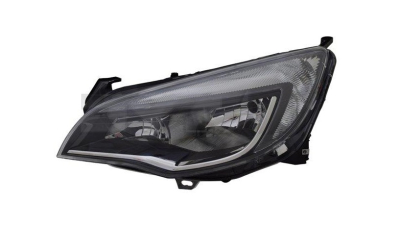 Far Opel Astra J, 01.2013-, 5 Usi, Sedan, Sports Tourer, partea Stanga, cu lumina de zi; tip bec H7+H7+W21/5W; electric; negru-argintiu; cu motor, TYC