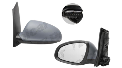 Oglinda exterioara Opel Astra J 09.2009- cu 7 pini , pt 5 usi partea dreapta View Max crom convex carcasa prevopsita grunduita reglare electrica cu incalzire 5511525M