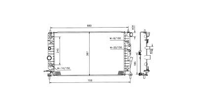 Radiator racire Opel Vectra B (J96), 10.1995-07.2002, Motorizare 2, 0 Di 60kw; 2, 5 V6 125kw Diesel/Benzina, tip climatizare cu AC, cutie Automata, , dimensiune 610x372x34mm, Cu lipire fagure mecanica, Aftermarket