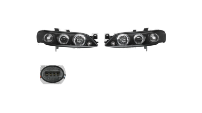 Set faruri tuning OPEL VECTRA B, 02.1999-02.2003, Taiwan, partea stanga+dreapta, H1+H1; manual/electric; negru, transparent; fara motor;