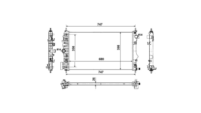 Radiator racire Opel Insignia (G09), 2008-2017 (Motor 2, 0 Turbo 162kw ), Saab 9-5, 2010-2012 Motor 2, 0 T 162kw (Si Biopower) Benzina, tip climatizare cu AC, cutie Automata, , dimensiune 680x382x18mm, Cu lipire fagure prin brazare, Aftermarket