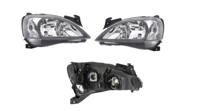 Set faruri tuning OPEL CORSA/COMBO C, 10.2003-02.2005, VISION, partea stanga+dreapta, Tip=Valeo; H7+H7+PY21W+W5W; electric; reflector negru; fara motor;