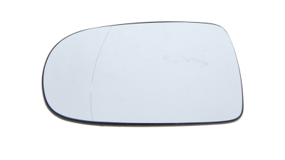 Geam oglinda exterioara cu suport fixare Opel Corsa C, 07.2000-10.2010, Tigra, 05.2004-09.2009, Corsa, partea Stanga, incalzit; sticla asferica; geam cromat, Aftermarket