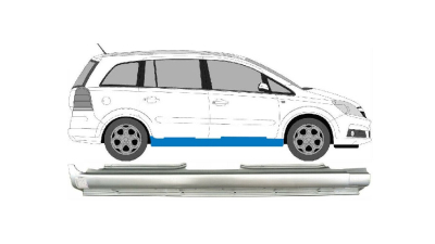 Prag metalic Opel Zafira, 05.2005-12.2011, partea Dreapta, Aftermarket