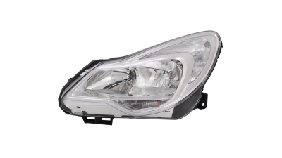 Far Opel Corsa D, 01.2011-12.2014, Stanga, tip bec H1+H7, reglare electrica, cu motoras, ECE culoare argintiu, Depo, 1216695, 1216789