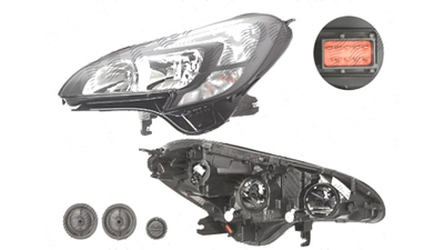 Far Opel Corsa E, 11.2014-, fata, Stanga, cu daytime running light; H7+H7+PSY24W+W21/5W; electric; cu motor, DEPO