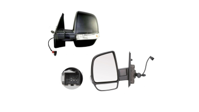 Oglinda exterioara Opel Combo, 11.2011-2015, Stanga, VAN, reglare manuala; carcasa neagra; geam divizat; cromat; 2 pini; cu semnalizare, View Max