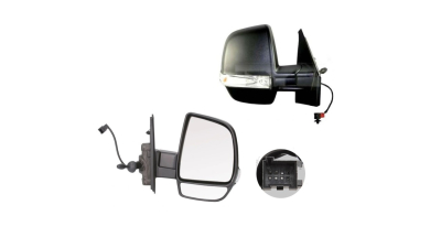 Oglinda exterioara Opel Combo, 11.2011-2015, Dreapta, VAN, reglare manuala; carcasa neagra; geam divizat; cromat; senzor temperatura; 4 pini; cu semnalizare, View Max