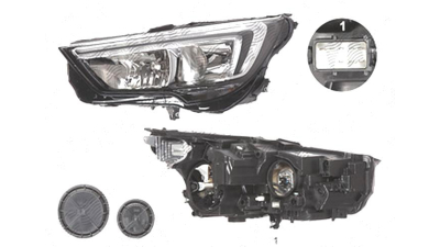 Far Opel Crossland X, 03.2017-, fata, Stanga, cu LED daytime running light; H7+H7; electric; cu motor; cu becuri;
