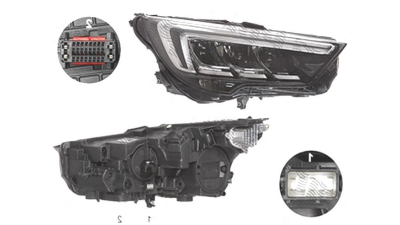 Far Opel Crossland X, 03.2017-, fata, Dreapta, cu LED daytime running light; LED; electric; fara LED controlling unit; cu motor;