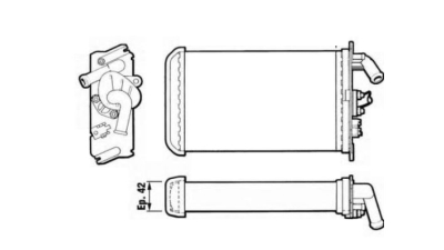 Radiator Incalzire Fiat Ducato, 11.1981-02.1994, motor 1.8, 2.0 benzina, 2.4 D/TD, 2.5 D/TD, diesel, aluminiu mecanic/plastic, 230x140x42 mm, 