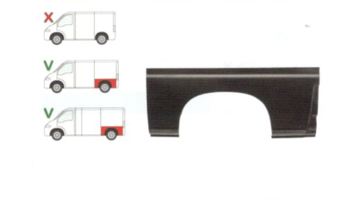 Segment reparatie aripa spate Peugeot Boxer, Citroen Jumper, Fiat Ducato 1994-2006, Partea Stanga, Spate, inferioara, lungime 1400 mm , inaltime 590 mm, Model LONG si EXTRALONG