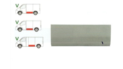 Segment reparatie panou lateral Citroen Jumper (230/244) 06.1994-08.2006, Fiat Ducato (230/244) 03.1994-09.2006, Peugeot Boxer (230/244) 06.1994-08.2006 , partea Fata Stanga, Lung Lungime 1393, inaltime400 Mm, Pt Modele Scurt/Mijlociu/Lung, 