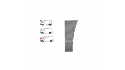 Segment aripa spate CITROEN JUMPER (230/244), 06.1994-2006; Fiat DUCATO (230/244), 03.1994-09.2006, Peugeot BOXER (230/244), 06.1994-08.2006, model scurt, spate, partea stanga, fata; otel galvanizat; in fata carenajului; Lungime 130, inaltime 278 mm