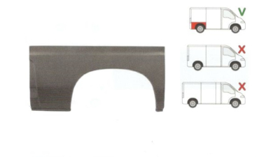 Segment reparatie aripa spate Peugeot Boxer, Citroen Jumper, Fiat Ducato 1994-2006, Partea Dreapta, Spate, partea inferioara, Model SCURT