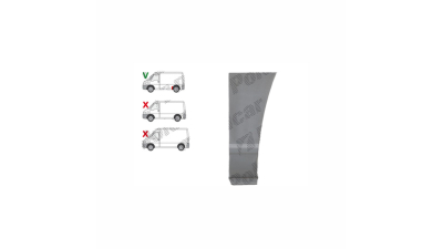Segment aripa spate CITROEN JUMPER (230/244), 06.1994-2006; Fiat DUCATO (230/244), 03.1994-09.2006, Peugeot BOXER (230/244), 06.1994-08.2006, model scurt, spate, partea dreapta, fata; otel galvanizat; in fata carenajului; Lungime 130, inaltime 278 mm