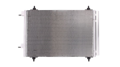 Condensator climatizare Peugeot 307, 09.2004-2008, motor 1.4, 65 kw; 2.0, 100 kw benzina, 1.4 HDI, 50 kw; 2.0 HDI, 66 kw diesel, cutie manuala, full aluminiu brazat, 565(525)x360x16 mm, cu uscator si filtru integrat10087