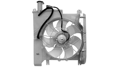 GMV radiator electroventilator Citroen C1 (Cm/Cn), 06.2005-2014, Peugeot 107 (P), 06.2005-2014 Model P107, Toyota Aygo (Ab1), 07.2005-2014 Motorizari 1, 0 50kw Benzina, tip climatizare fara AC, cutie Manuala, dimensiune 100W/320mm, cu 2pini, metal+plastic