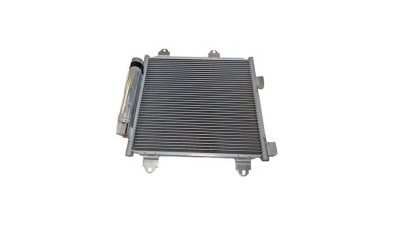 Condensator climatizare Peugeot 107, 06.2005-2014, Toyota Aygo, 07.2005-08.2010, Citroen C1, 06.2005-2014, motor 1.4 D-4D, 40 kw diesel, cutie manuala, full aluminiu brazat, 387 (346)x350(330)x16 mm, cu uscator si filtru integrat