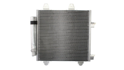 Condensator climatizare Peugeot 107, 06.2005-2014, Toyota Aygo, 07.2005-08.2010, Citroen C1, 06.2005-2014, motor 1.4 D-4D, 40 kw diesel, cutie manuala, full aluminiu brazat, 390(345)x355x16 mm, cu uscator filtrat