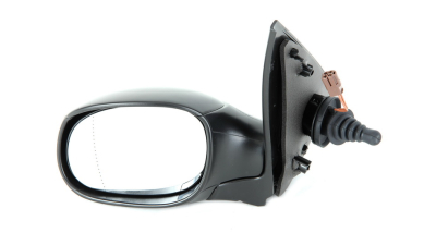 Oglinda exterioara Peugeot 206 (2_) 01.1998-04.2009 , 206+ (2_) 04.2009-2012 (fara COUPE) partea stanga View Max crom asferica carcasa neagra reglare manuala prin cablu cu incalzire