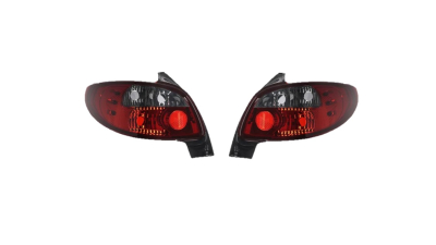 Set stopuri tuning PEUGEOT 206 (2 ), 01.1998-04.2009, model Hatchback, Taiwan, partea stanga+dreapta, rosu-alb, fumuriu;