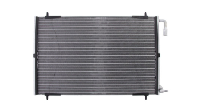 Condensator climatizare Peugeot 206/206+, 09.2003-, motor 1.4, 55 kw benzina, cutie manuala/automata, full aluminiu brazat, 590 (550)x370x16 mm, fara filtru uscator