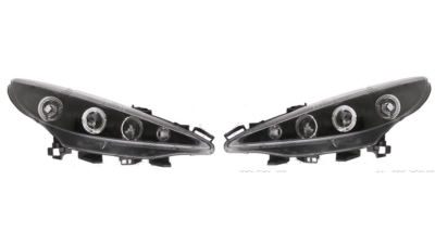 Set faruri tuning Peugeot 207 (W_) 05.2006-12.2013 BestAutoVest partea Dreapta+Stanga H1+H1 manual transparent negru