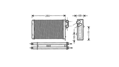 Radiator Incalzire Peugeot 405, 07.1987-10.1996, 406, 10.1995-03.1999, benzina, diesel, Tip Behr, aluminiu mecanic/plastic, 248x157x42 mm, SRLine