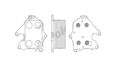Radiator racire ulei motor, termoflot Peugeot 3008 Hybrid4, 01.2012-2016, Peugeot 508, 508 RXH 01.2012-, motor 2.0 HDI, 147 kw, diesel/electric, cv automata, 63x95x40 mm, racitor transmisie; garnituri incluse, din aluminiu