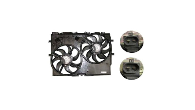 GMV radiator electroventilator Fiat Ducato, 2006-2014 2,2 Multijet 74kw Fara Ac; 2,3 Multijet 83/88/96/109kw Cu Ac; 3,0 Multijet 115kw Cu Ac Diesel,  300+300W/390+390mm, 2+2 pini, plastic, BEHR