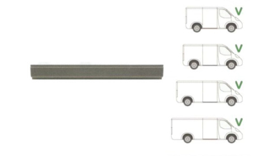 Prag Peugeot Boxer, 09.2006-08.2014 / Citroen Jumper 09.2006-08.2014 / Fiat Ducato (250) 09.2006-08.2014, Ram Promaster 02.2013-09.2014 partea Stanga in mijloc, lungime 1420mm, inaltime 175mm, prag din metal