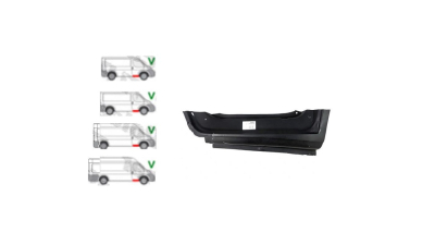 Prag sub usa fata Citroen Jumper (250), 09.2006-08.2014; Jumper 2014-; Fiat Ducato (250), 09.2006-08.2014; Ducato 2014-; Peugeot Boxer (250), 09.2006-08.2014; Boxer 2014-; Ram Promaster, 02.2013-, partea Stanga, 