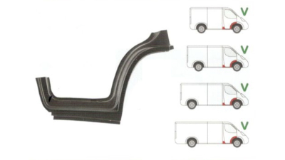 Prag Peugeot Boxer, 09.2006-08.2014; Citroen Jumper 09.2006-08.2014; Fiat Ducato (250) 09.2006-08.2014, Ram Promaster 02.2013-09.2014, sub Usa Fata Dreapta cu 1/3 segment interior aripa, prag din metal