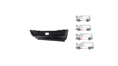 Prag sub usa fata Citroen Jumper (250), 09.2006-08.2014; Jumper 2014-; Fiat Ducato (250), 09.2006-08.2014; Ducato 2014-; Peugeot Boxer (250), 09.2006-08.2014; Boxer 2014-; Ram Promaster, 02.2013-, partea dreapta