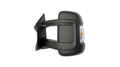 Oglinda exterioara Citroen Jumper, Fiat Ducato (250), Peugeot Boxer, 09.2006-prezent, Stanga, Crom, electrica, carcasa neagra, Convex, View Max, 57705112M, brat lung=19, 5cm, 8 pini, semnalizare alba