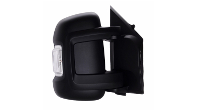 Oglinda exterioara Citroen Jumper, Fiat Ducato (250), Peugeot Boxer, 09.2006-prezent, Stanga, Crom, manuala, Fara incalzire, carcasa neagra, Convex, BestAutoVest 5770511E, Model Scurt, 4 pini, 2 conectori, semnalizare alba, senzor temperatura