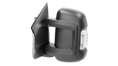 Oglinda exterioara Citroen Jumper, Fiat Ducato (250), Peugeot Boxer, 09.2006-prezent, Stanga, Crom, electrica, incalzire, carcasa neagra, Convex, View Max, Model Scurt, 2+8 pini, 2 conectori, senzor temperatura, 5770515M, brat scurt 9 cm