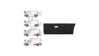 Segment reparatie aripa spate Citroen Jumper (250), 09.2006-08.2014, Fiat Ducato (250), 09.2006-08.2014; Peugeot Boxer (250), 09.2006-08.2014, Ram Promaster, 02.2013-; Varianta Lunga, Stanga, Tabla; cu gauri pt. ornamente; in Fata carenajului,