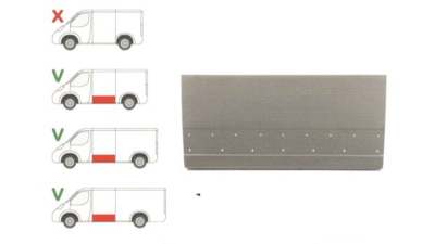Panou reparatie lateral Peugeot Boxer, Citroen Jumper, Fiat Ducato (250) 2006-2014, RAM Promaster 2013- Partea Stanga inferior, Lateral, lungime 1400 mm, 750 mm, model scurt/mijlociu/lung