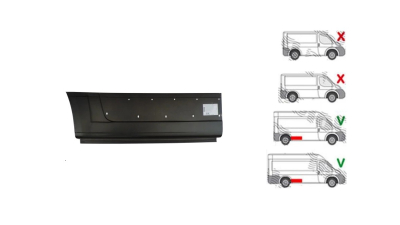 Segment aripa spate CITROEN JUMPER (250), 09.2006-08.2014 (versiune lunga), Fiat DUCATO (250), 09.2006-08.2014, Peugeot BOXER (250), 09.2006-08.2014, RAM PROMASTER, 02.2013-, KLOKKERHOLM, partea dreapta, Tabla; cu locas ornamente; in fata carenajului