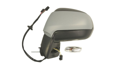 Oglinda usa exterioara Peugeot 3008, 08.2009-09.2016; 5008, 10.2009-04.2017, partea Stanga, reglare electrica; capac cromat; incalzit; sticla convexa; geam cromat; rabatabil; 11 pini; cu Lucas; baza oglinda neagra, cu lampa perimetru, Aftermarket