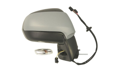 Oglinda usa exterioara Peugeot 3008, 08.2009-09.2016; 5008, 10.2009-04.2017, partea Dreapta, electrica; capac cromat; incalzit; sticla convexa; geam cromat; Senzor de temp; rabatabil; 11 pini; cu Lucas; baza oglinda neagra, lampa perimetru