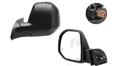 Oglinda exterioara Citroen Berlingo (7), 02.2008-06.2012, Peugeot Partner, 03.2008-06.2012, Stanga, Crom, electrica, Cu incalzire, carcasa neagra, Convex, View Max, 5792513M, 5pini, 2 conectori,