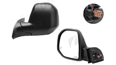 Oglinda exterioara Citroen Berlingo (7), 02.2008-06.2012, Peugeot Partner, 03.2008-06.2012, Dreapta, Crom, electrica, Cu incalzire, carcasa neagra, Convex, BestAutoVest, 5pini, 2 conectori, 5792523E
