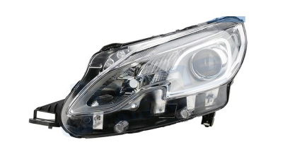 Far Peugeot 2008, 03.2013-06.2016, partea Stanga, cu lumina timp de zi tip LED; tip bec H7+H7+PWY24W; electric; argintiu; fara motor, DEPO