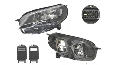 Far Peugeot Expert/Traveller, 06.2016-, fata, Stanga, H1+H7; electric; cu motor; cu becuri, VARROC,