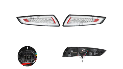 Stop spate lampa Porsche 911 (997), 09.2004-06.2008, spate, Stanga+Dreapta, LED; alb, crom; tuning, Taiwan