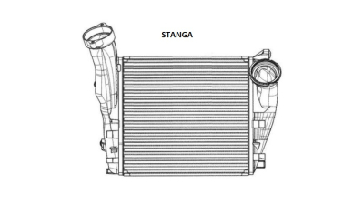 Intercooler Porsche Cayenne Turbo (92A/955/9PA), 06.2010-2017, Cayenne Turbo S (92A), 10.2012-2017, Cayenne Turbo S (955/9PA), motor 4.8 V8T, benzina, cu/fara AC, aluminiu brazat/plastic, 288x280x62 mm, 